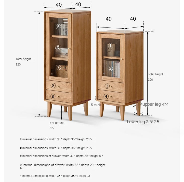 Oak, Beech Solid Wood Nordic Side Cabinet