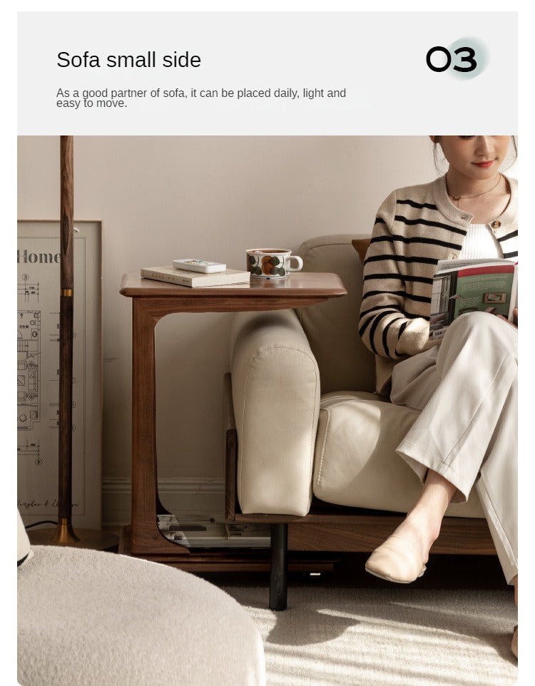 Black Walnut, Sandalwood Solid Wood Mobile Side Table