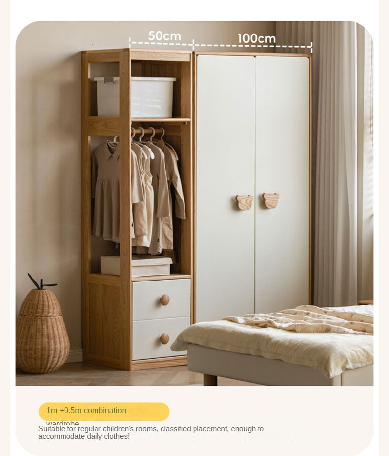 Oak Solid Wood Children's Wardrobe Combination