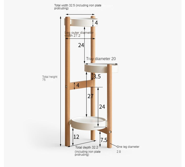 Beech Solid Wood Flower Rack
