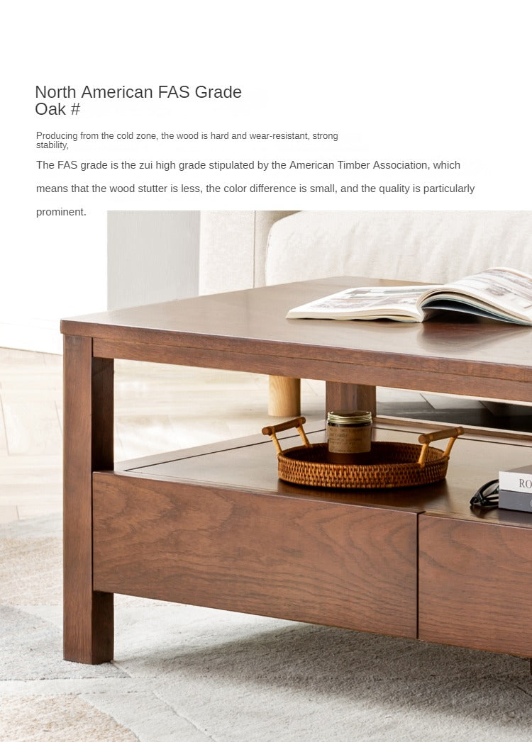 Oak, Ash Solid Wood Nordic Minimalist Modern Coffee Table