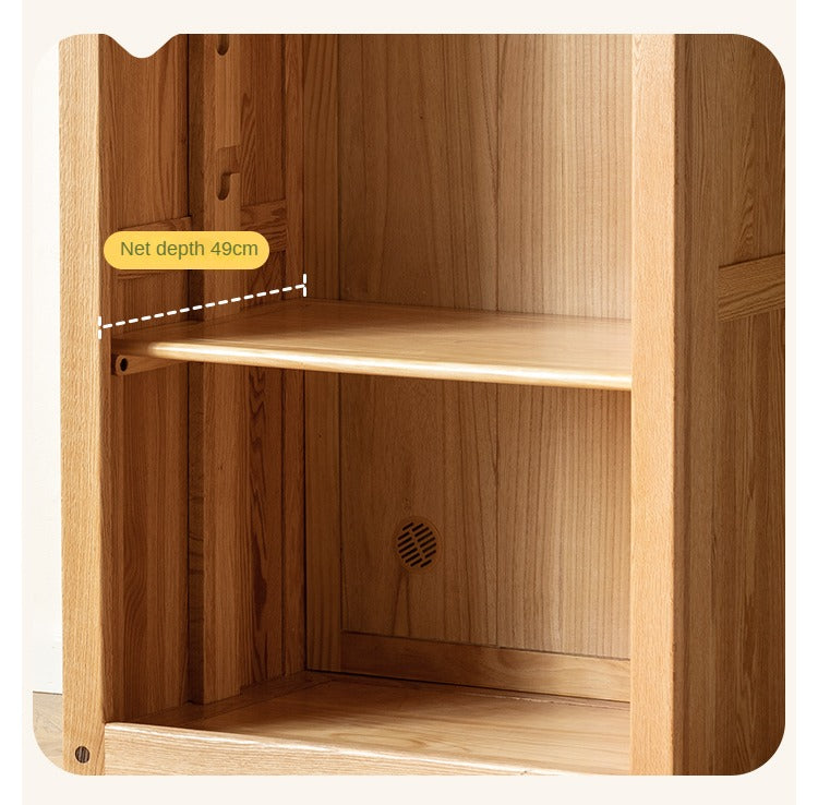 Oak Solid Wood, Solid Rubberwood Kids's Simple Wardrobe