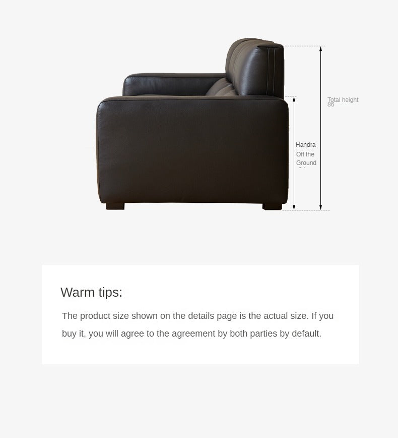 Leather Sofa First Layer Yellow Cowhide Tofu Block Leather Sofa.