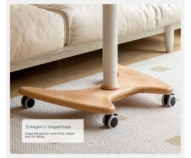 Oak, Ash Solid Wood Standing Desk Lifting Movable Side Table