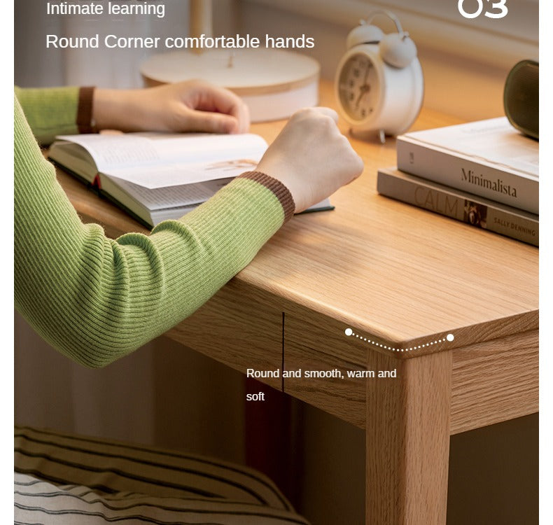 Solid Rubberwood, Oak Solid Wood Small Desk