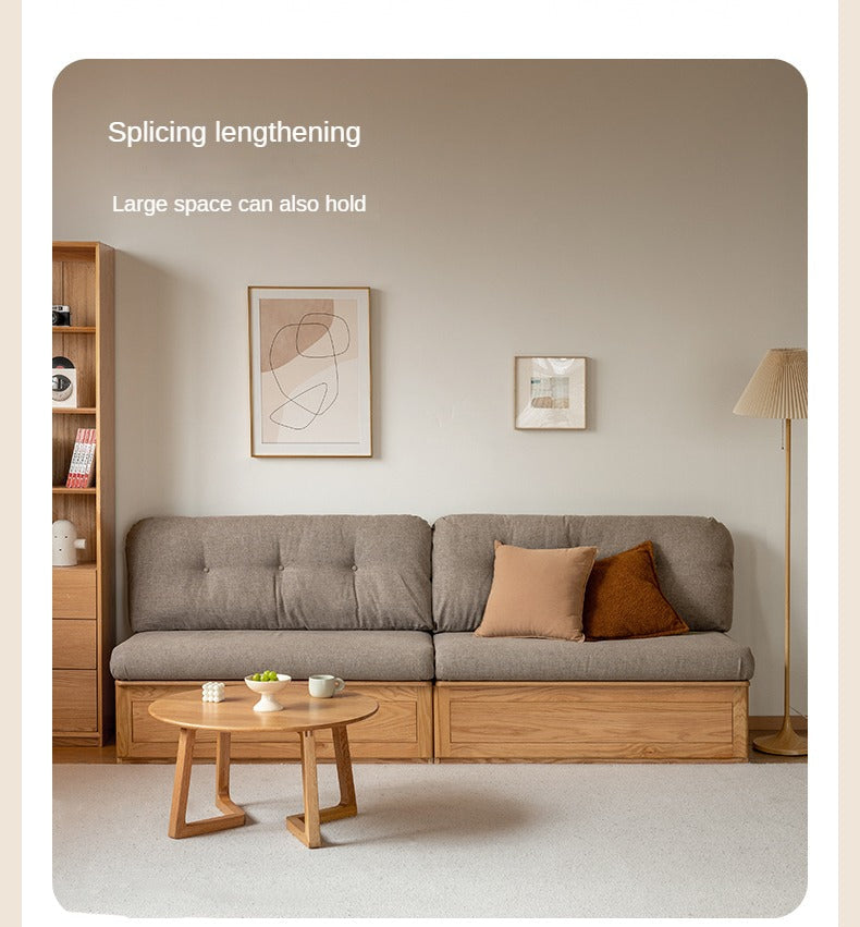 Oak Solid Wood Storage Bench Sofa, Card Seat