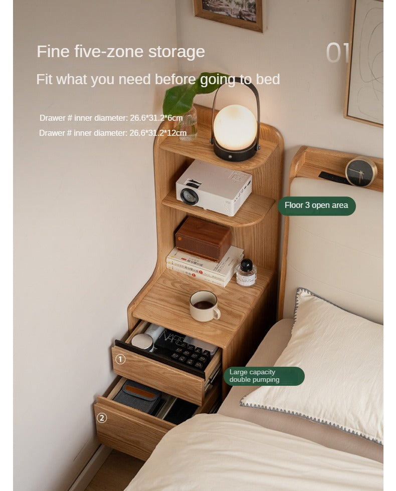 Oak Solid Wood Modern Nightstand.