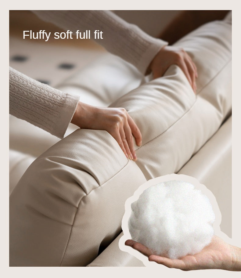 Leather Straight Italian Style Light Luxury Sofa,