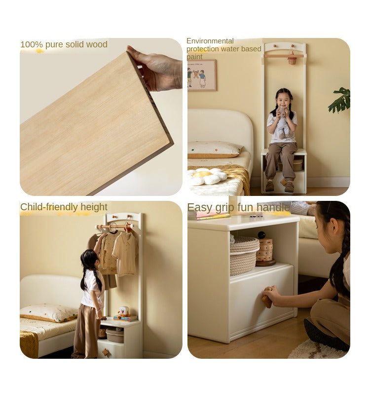 Poplar Solid Wood Clothes Hanger Nightstand-