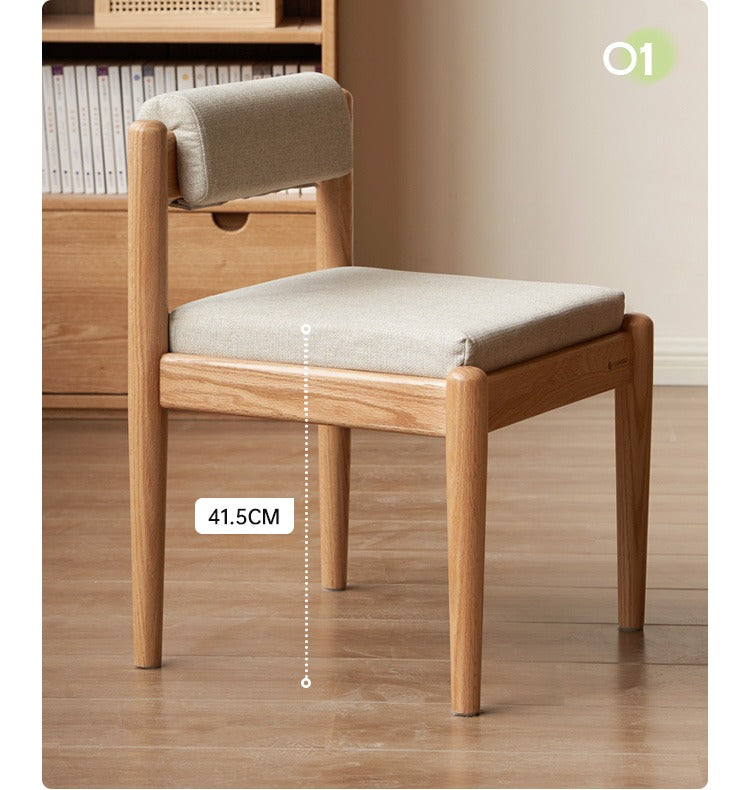 Oak Solid Wood Low Back Small Dining Chair
