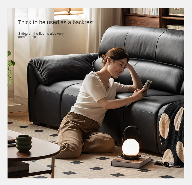 Leather First Layer Yellow Cowhide Piano Key Leather Sofa,