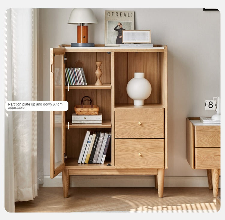 Ash Solid Wood Side Cabinet Storage.