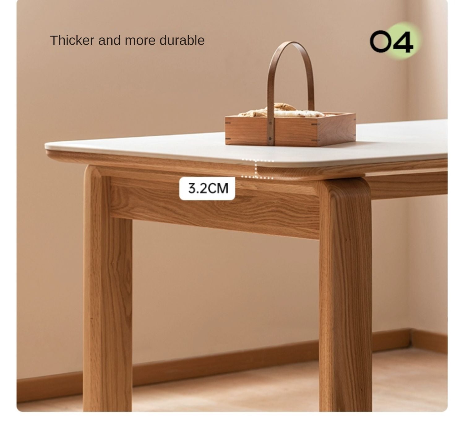 Oak Solid Wood, Solid Rubberwood Slate Dining Table
