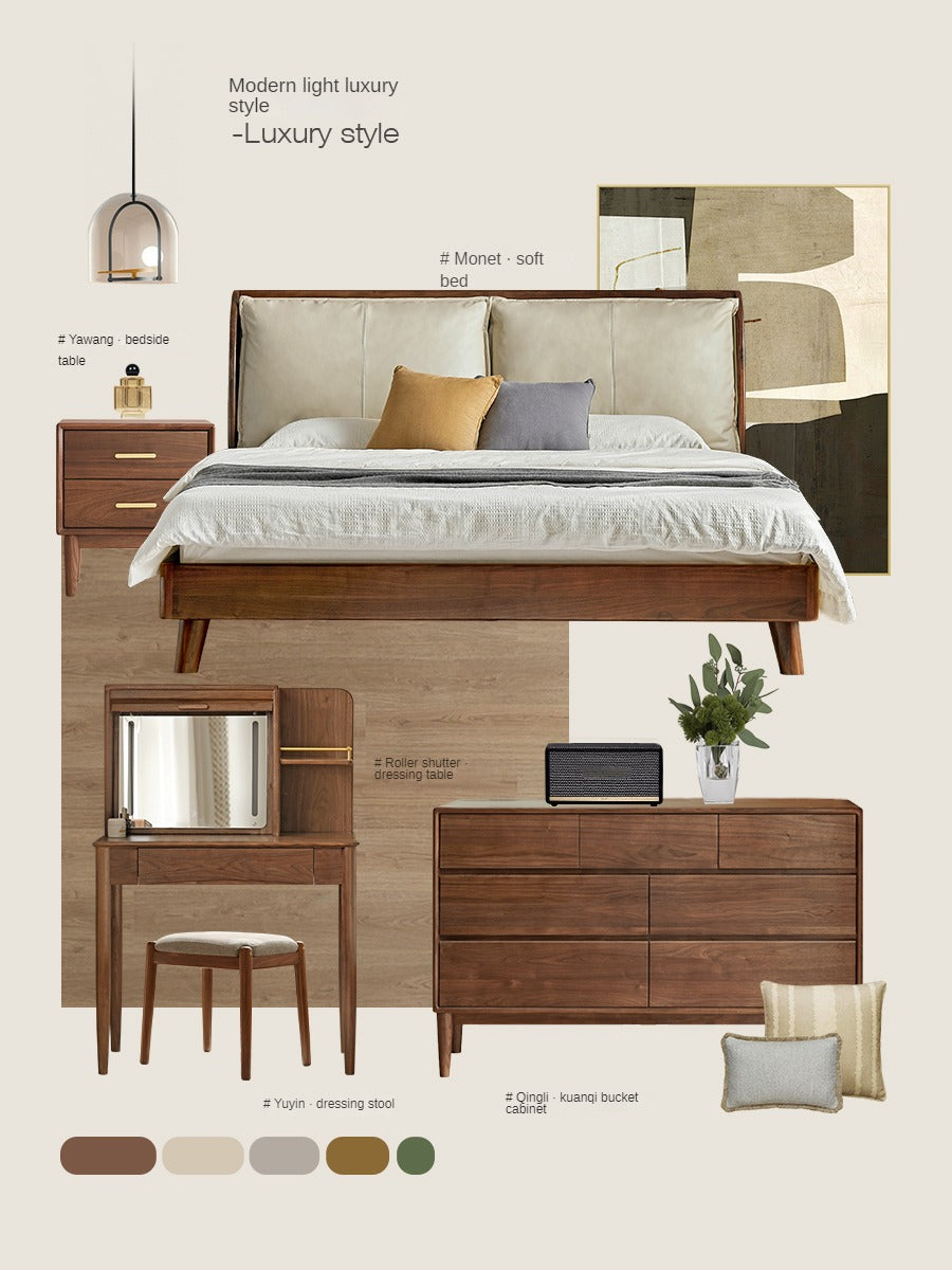 Black Walnut Solid Wood Nightstand.