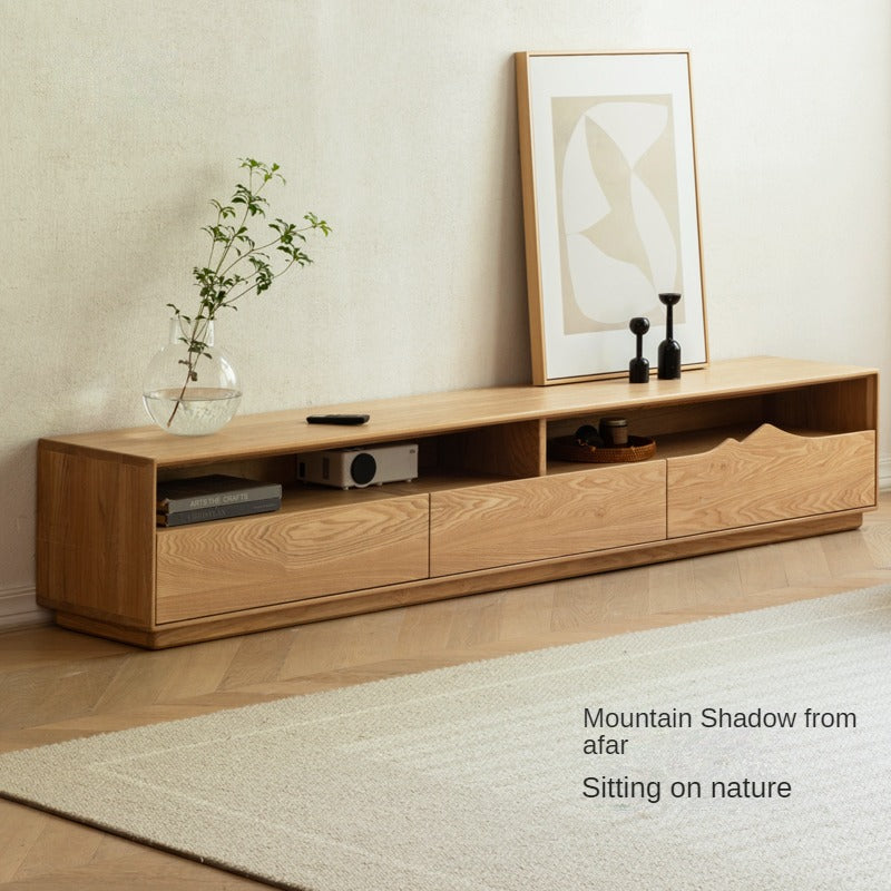 Ash Solid Wood Floor TV Storage Cabinet.