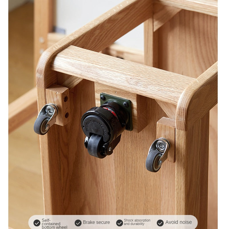 Oak Solid Wood Folding Multi-Functional Storage Telescopic Dining Table