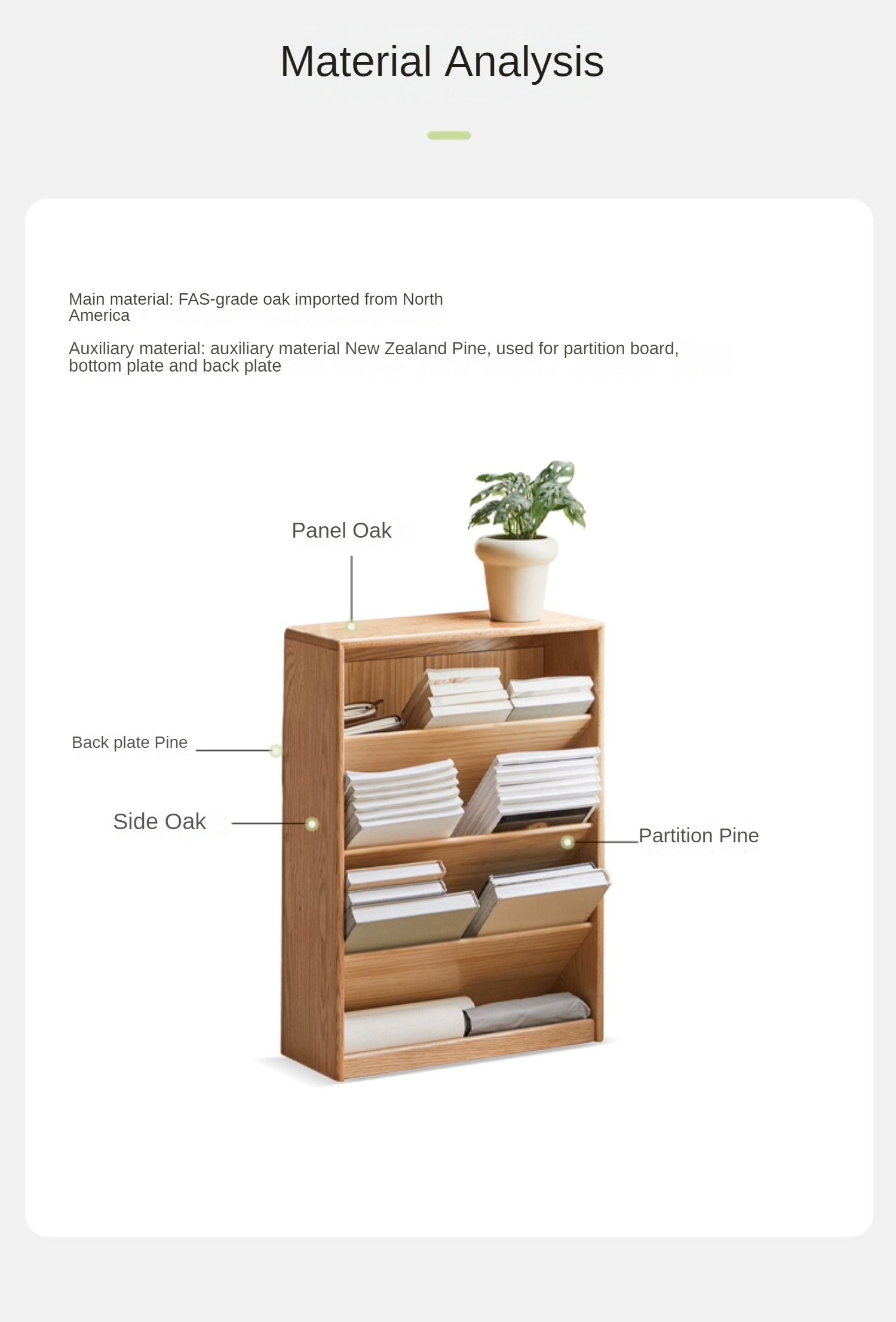 Oak, Rubberwood Solid Wood Small Book Rack Against The Wall