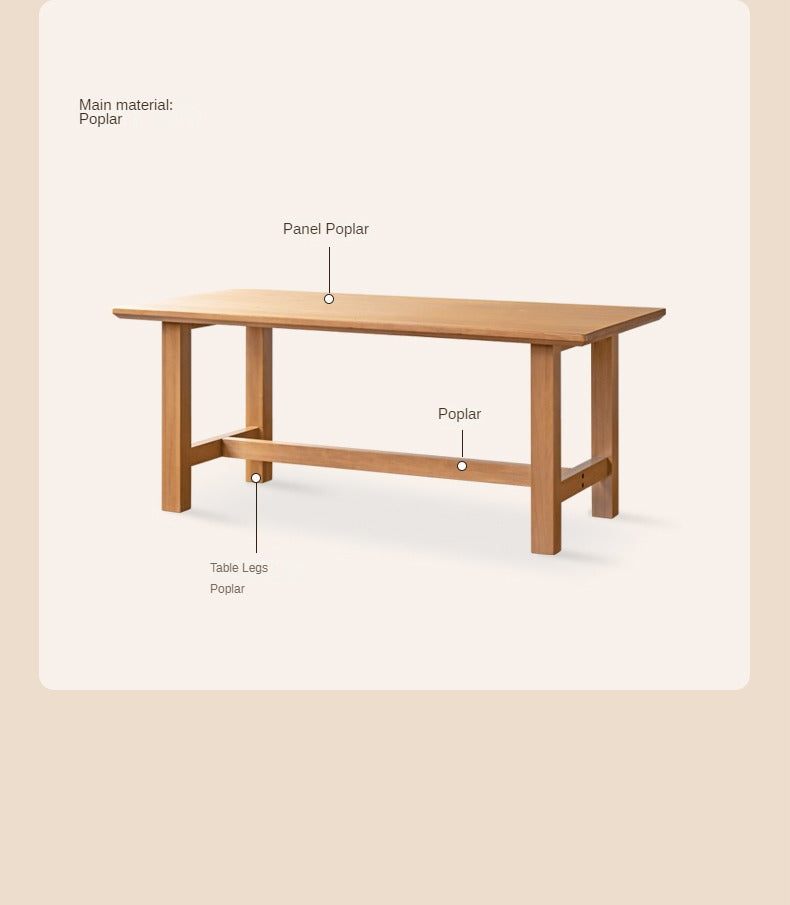 Poplar Solid Wood Modern Large Board Rectangular Dining Table