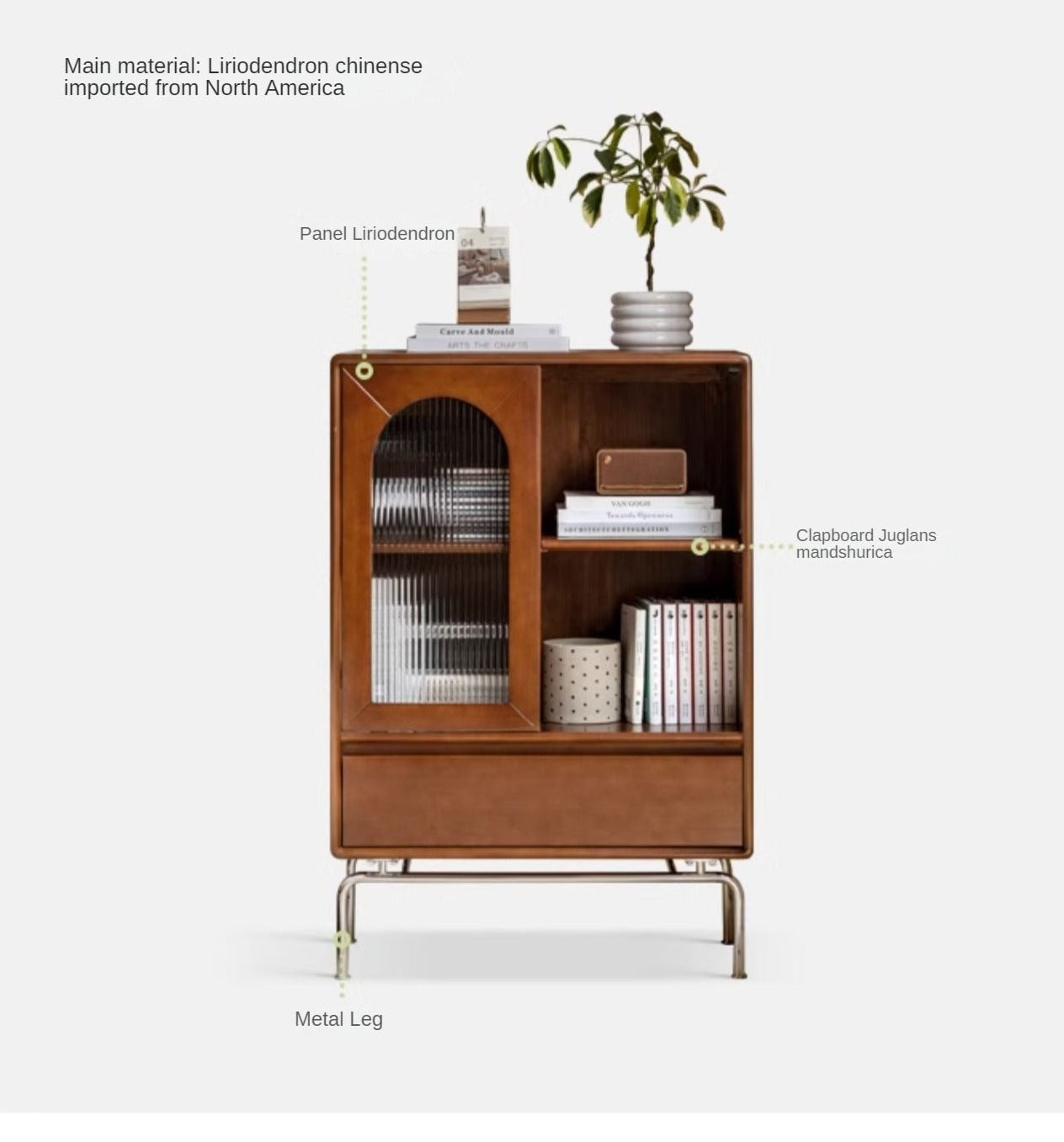 Black Walnut, Poplar Solid Wood Side Cabinet.