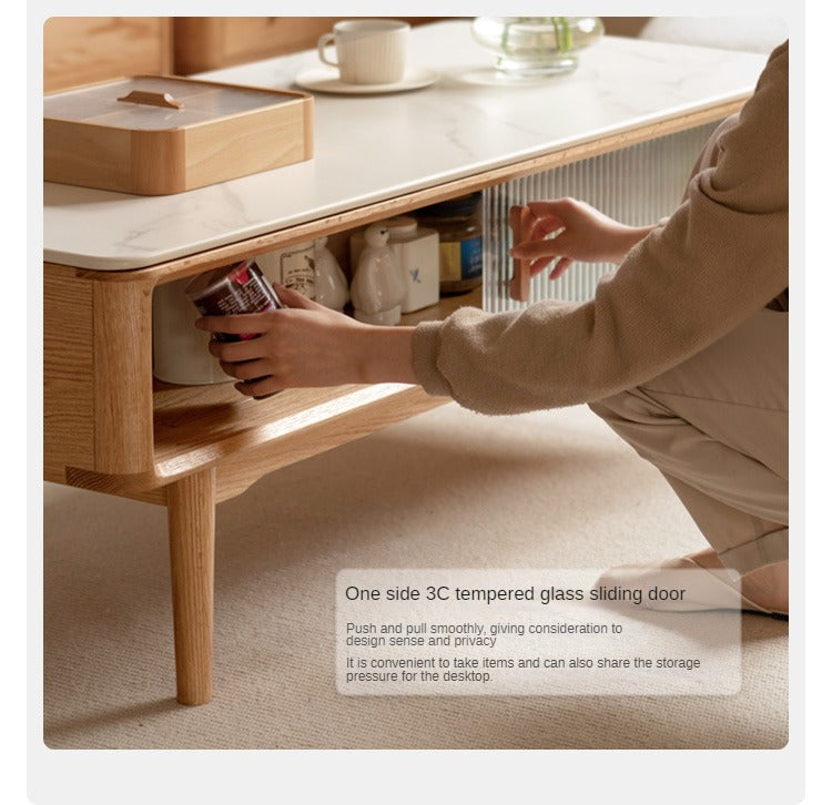 Oak Solid Wood Coffee Table Slate