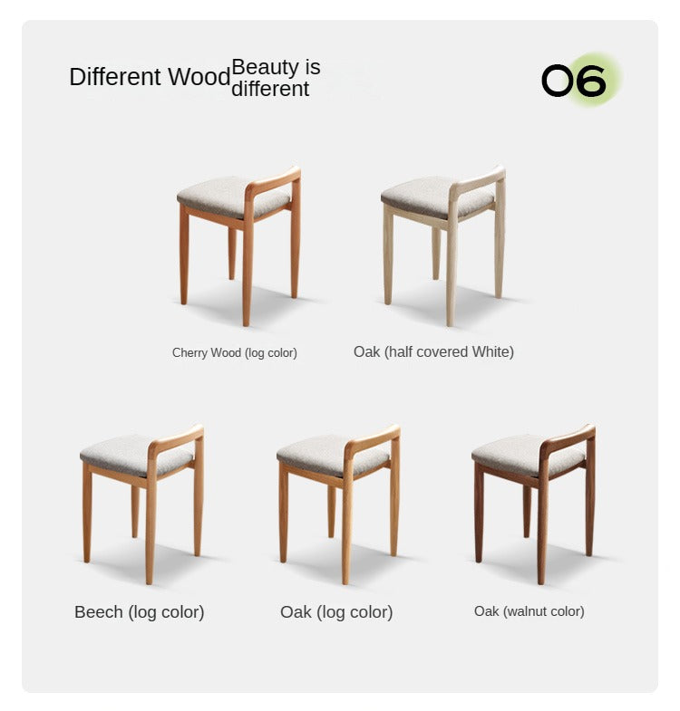 Beech, Cherry Solid Wood Makeup Stool Chair