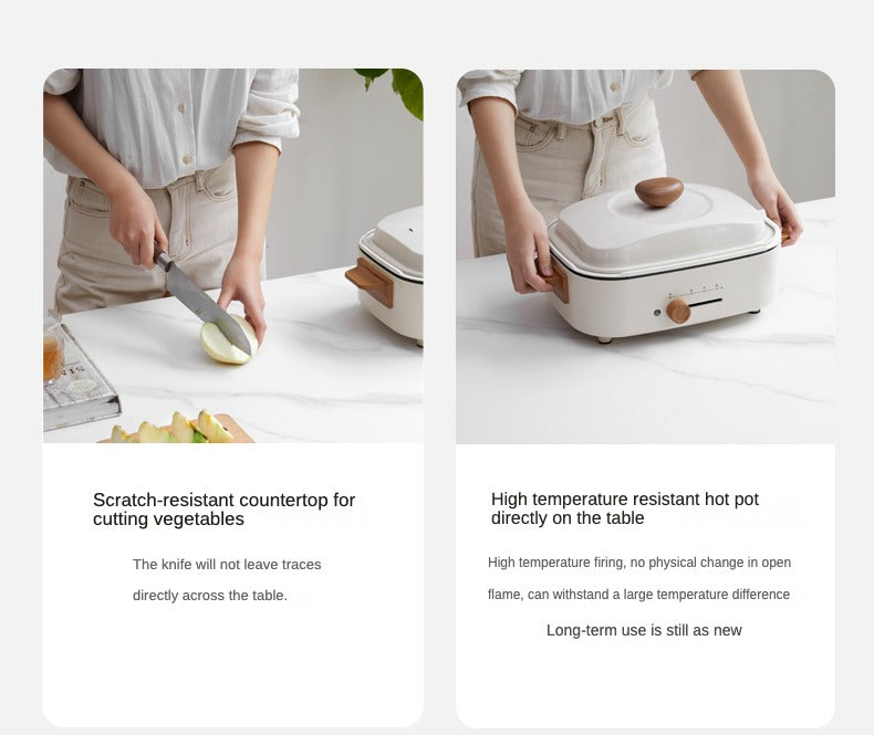 Oak Solid Wood Folding Dining Table Rock Slab Surface