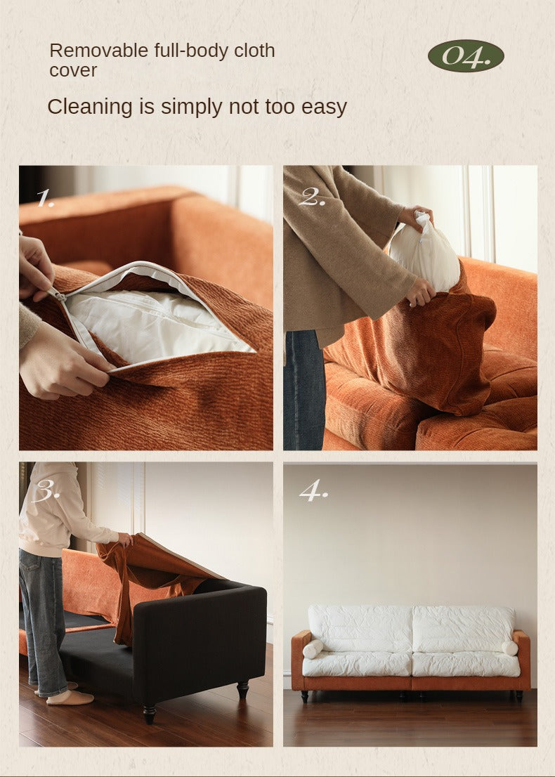 Fabric American Retro Straight Sofa-