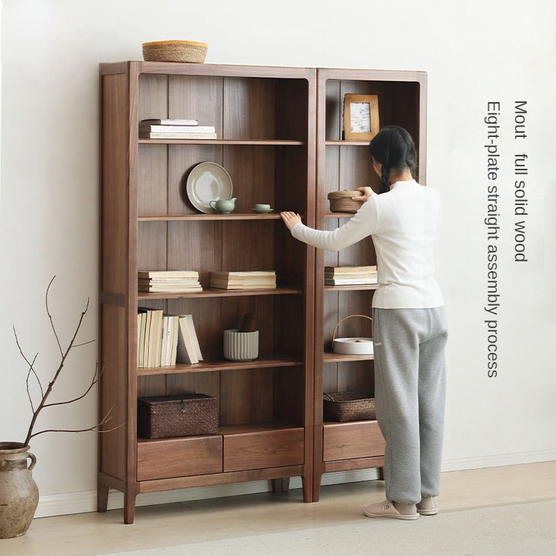 Black Walnut, Ash Solid Wood Bookcase Free Combination Bookshelf