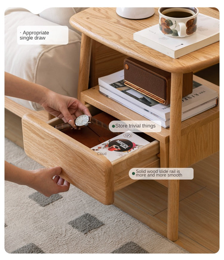 Oak, Beech Solid Wood Nightstand
