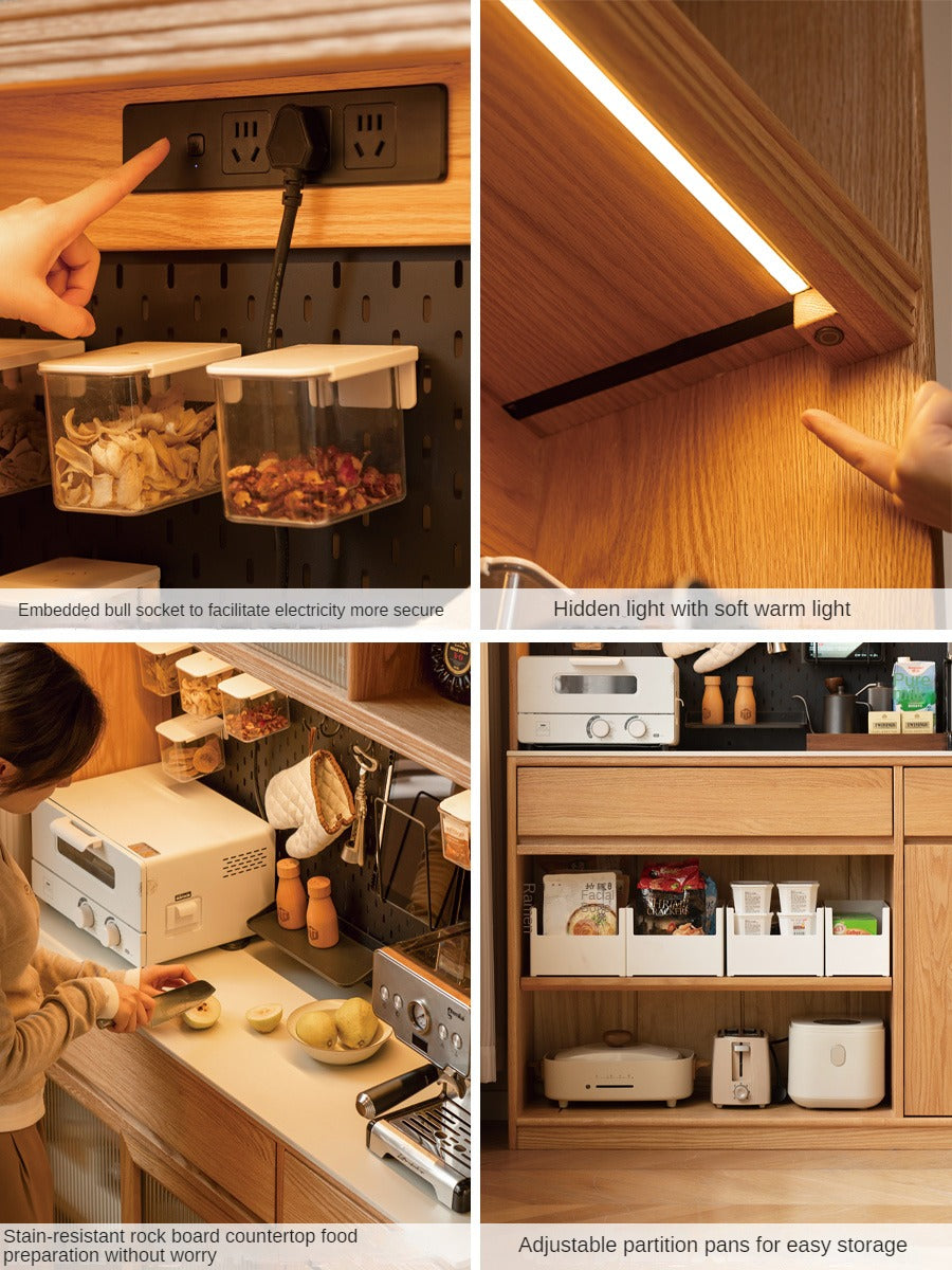 Oak Solid Wood Rock Board Modern Sideboard