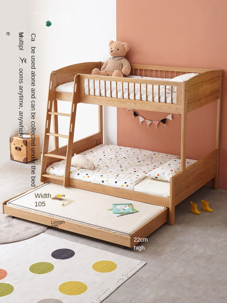 Oak, Beech solid wood floor bed with pulley toddler bed<