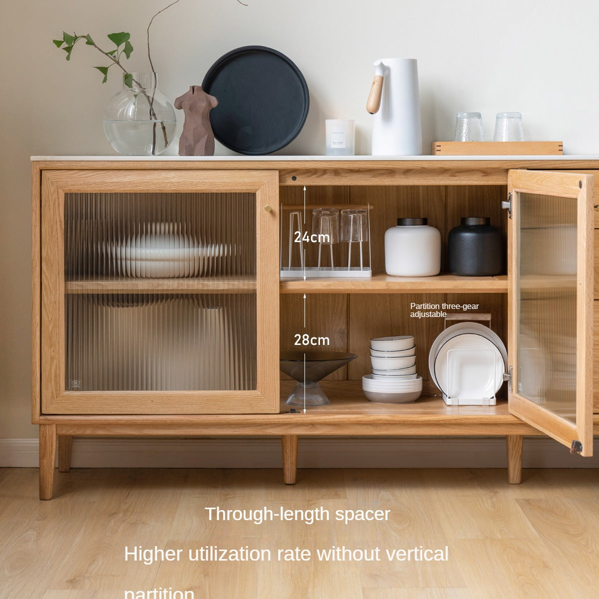 Oak Solid Wood Rock Board Modern Dining Sideboard