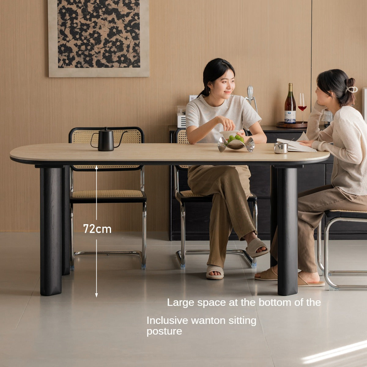 Solid Rubberwood travertine slate Dining Table