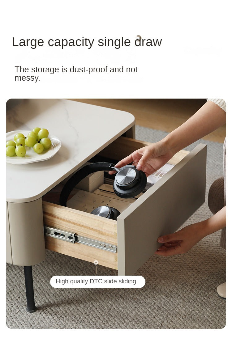 Poplar Solid Wood Modern Light Luxury Rock Board Coffee Table