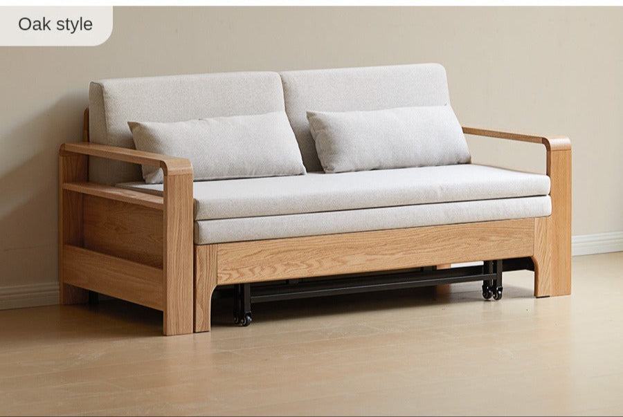 Oak Solid Wood Multi-function Sleeper Sofa.