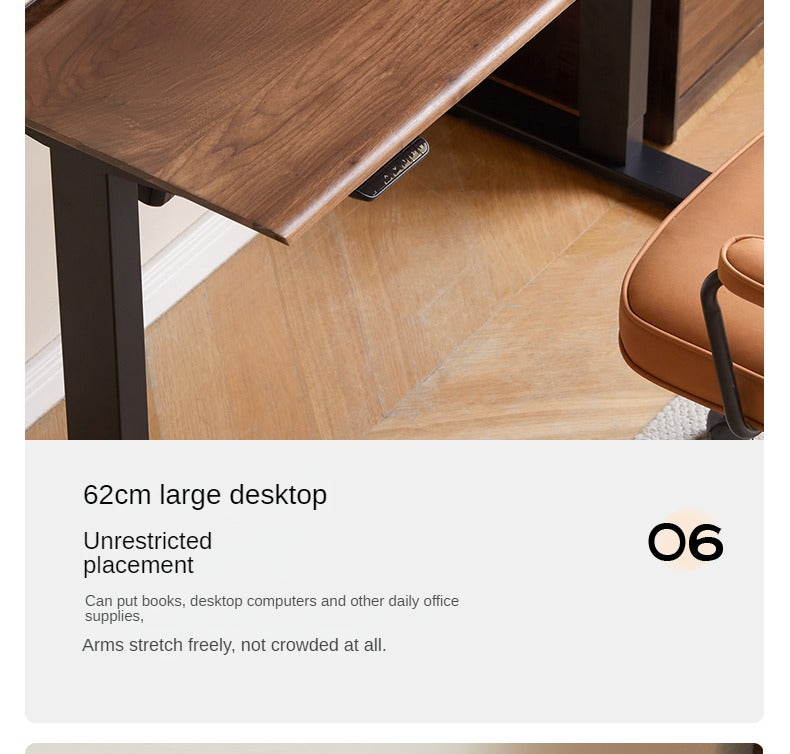 Black Walnut, Oak Solid Wood Electric Elevating Desk