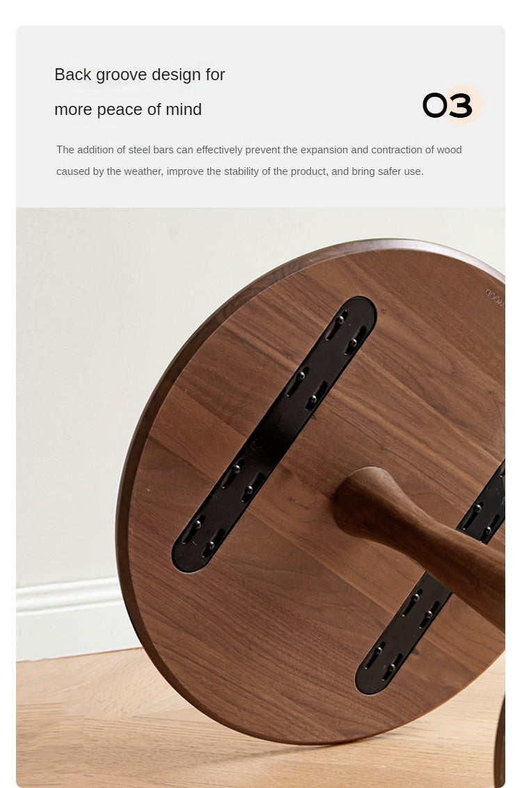 Black Walnut, Oak Solid Wood Round Side Table