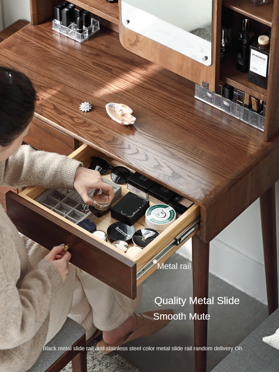 Ash Solid Wood Walnut Color Dressing Table.