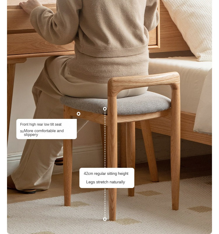 Oak, Beech, Cherry Solid Wood Makeup Stool Chair