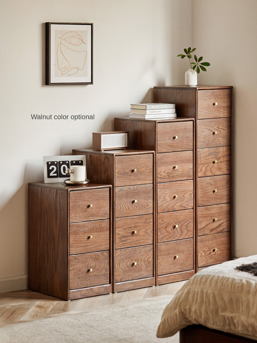 Oak, Beech Solid Wood Side Cabinet, Multi-Functional Storage