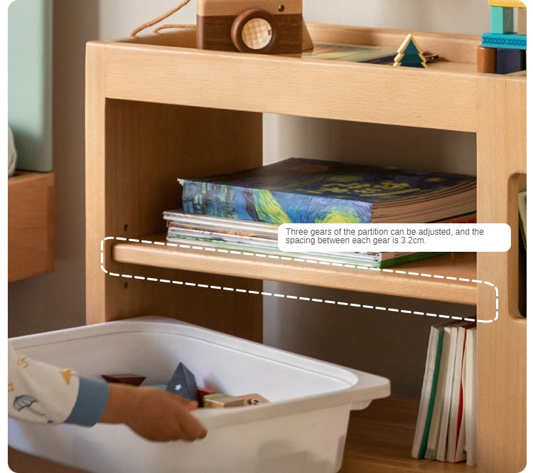 Beech Solid Wood Car Mobile Cabinet Bookshelf Storage