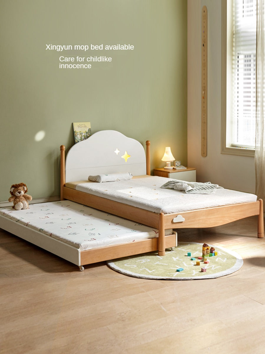 Oak, Beech solid wood floor bed with pulley toddler bed<
