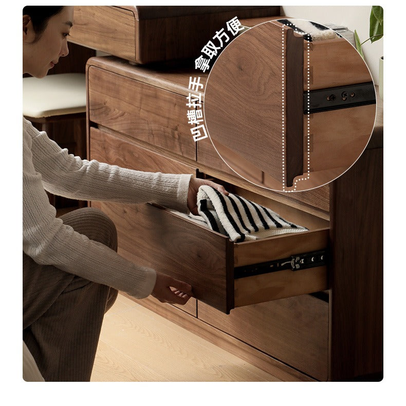 Black Walnut, Sandalwood Solid Wood Dressing Table Chest Of Drawers.