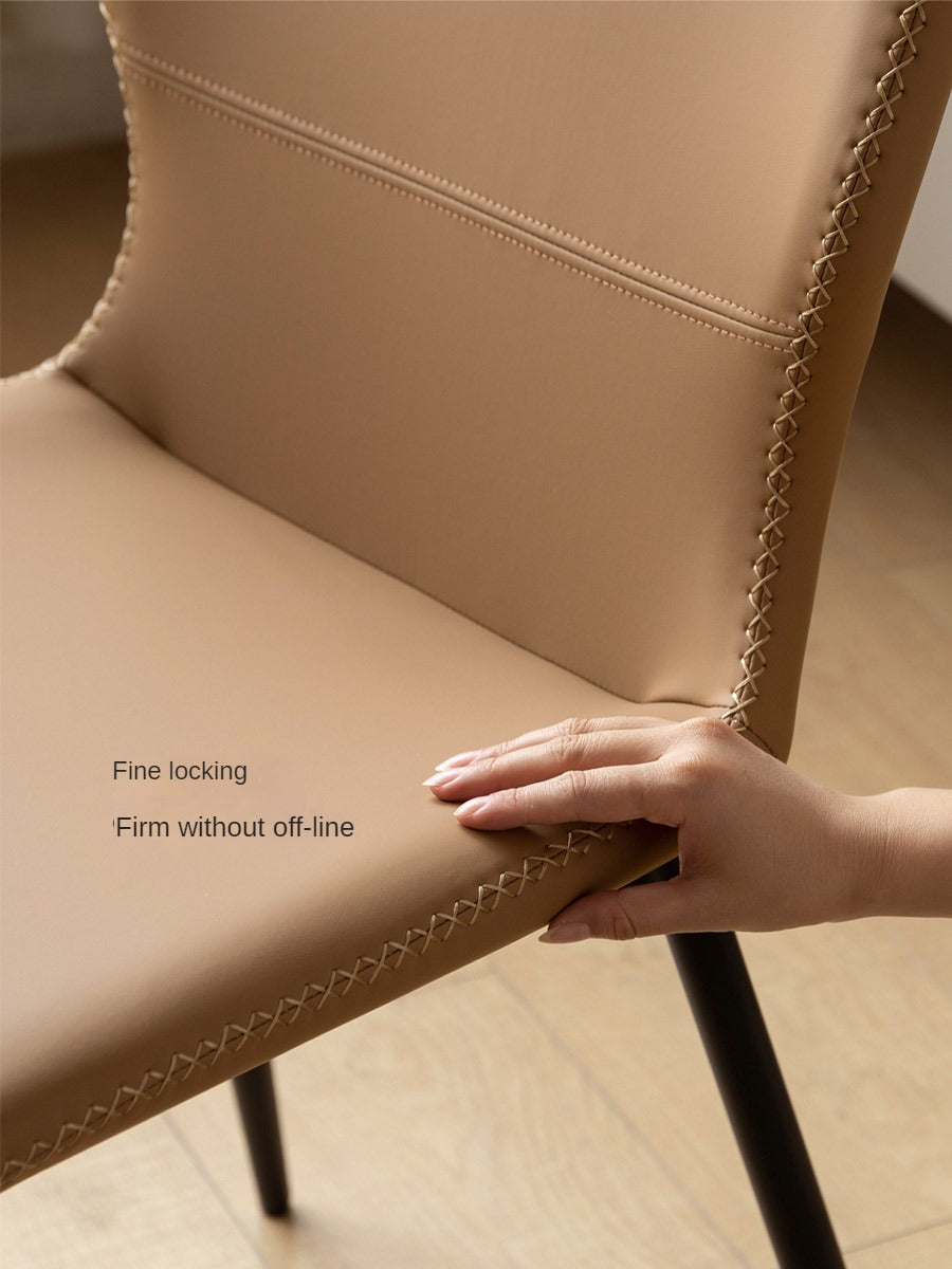 Set 4 pcs Leather Organic Light Luxury Soft Chair