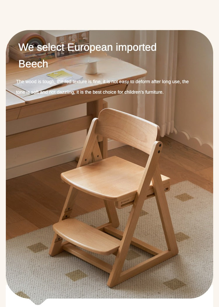 Beech Solid Wood Kid's Adjustable Elevating Chair.