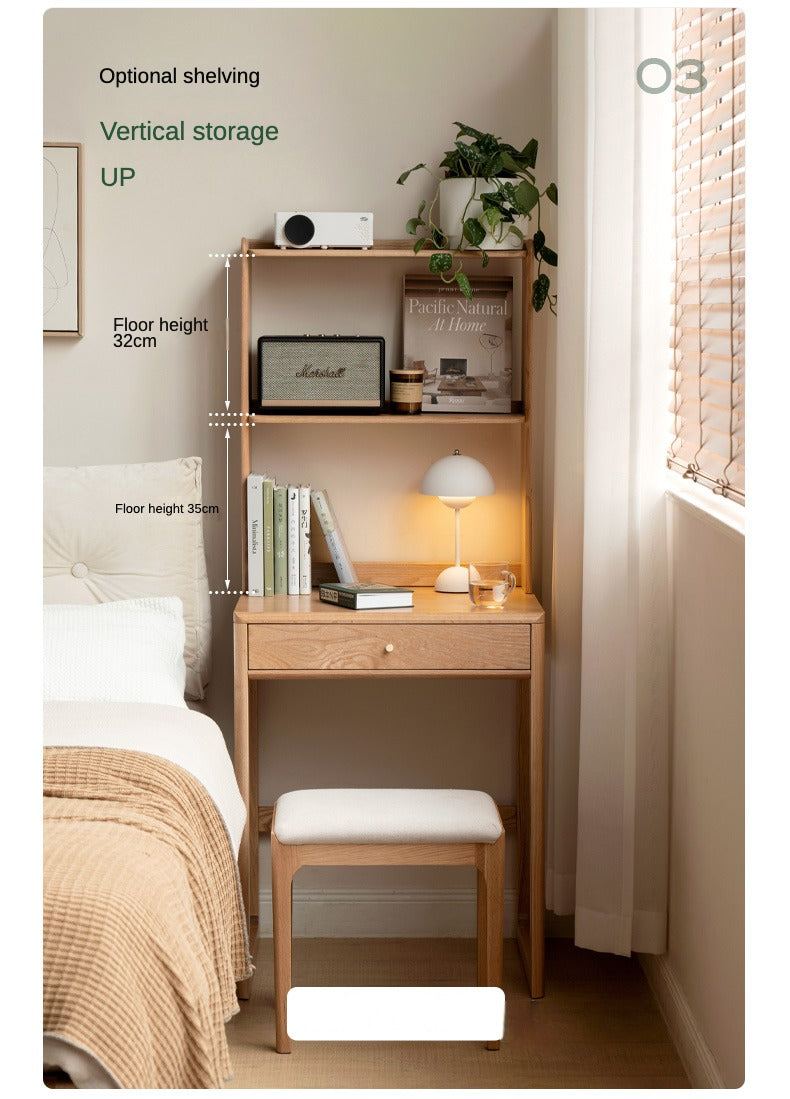 Oak, Beech Solid Wood Small Office Desk