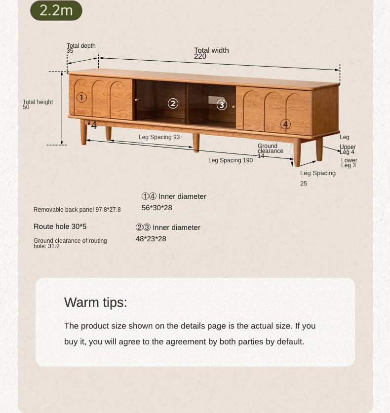 Cherry, Poplar Solid Wood French Retro Style TV Cabinet.
