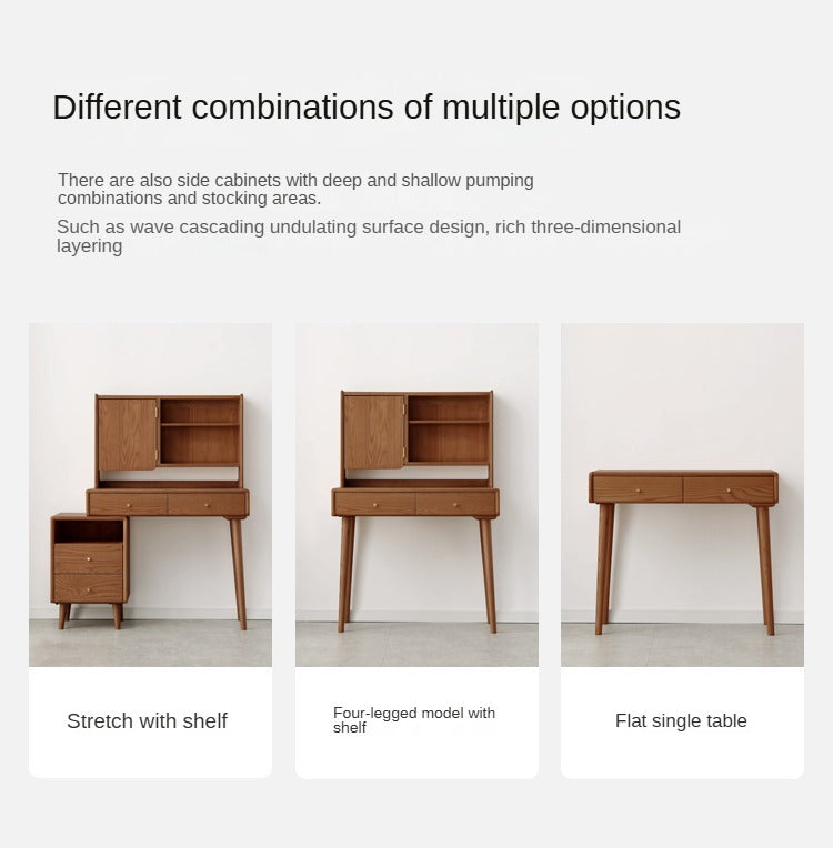 Ash Solid Wood Walnut Color Dressing Table.
