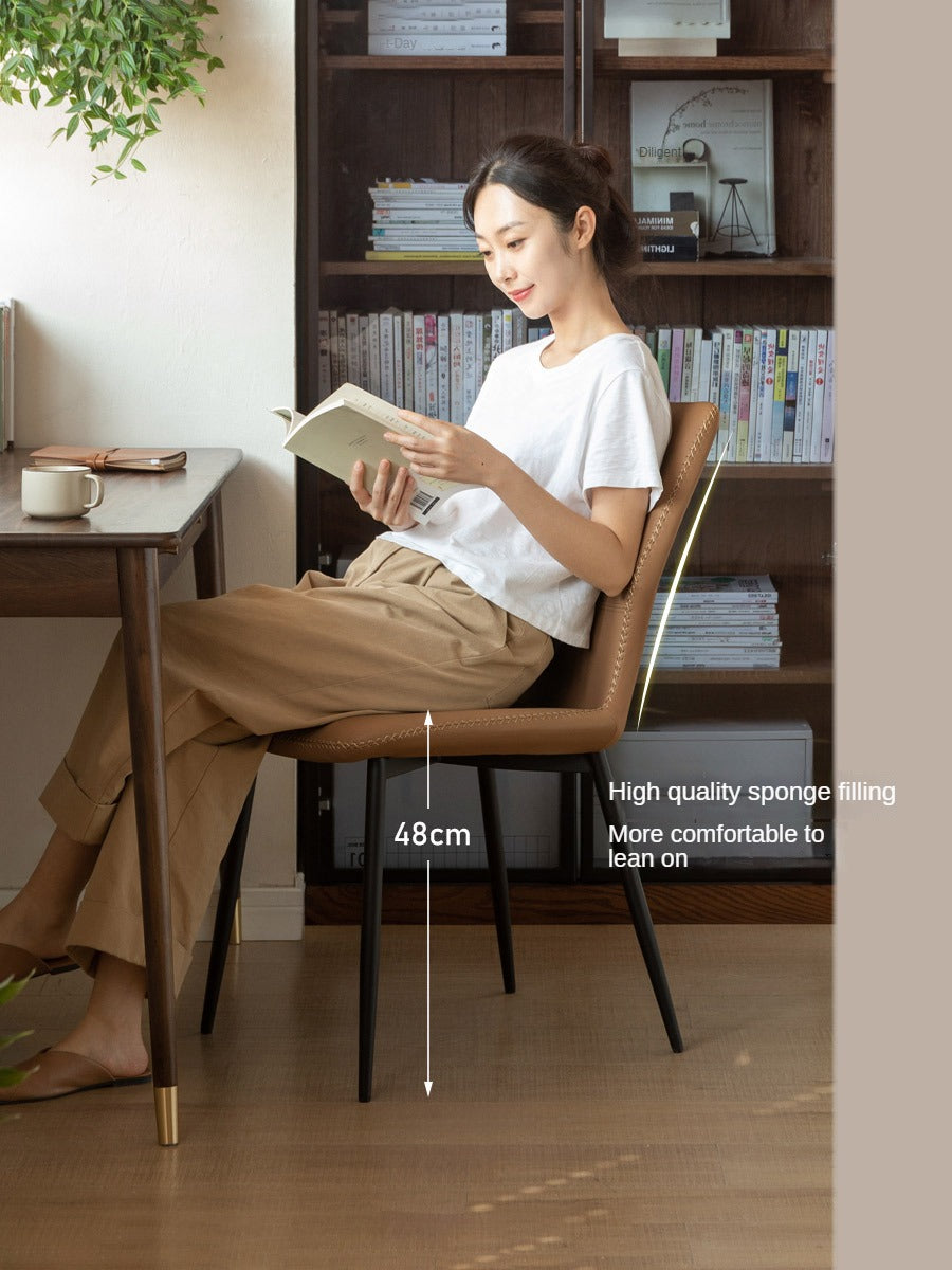 Set 4 pcs Leather Organic Light Luxury Soft Chair