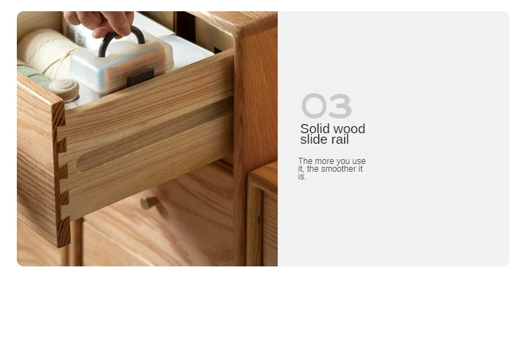 Oak, Beech Solid Wood Side Cabinet, Multi-Functional Storage